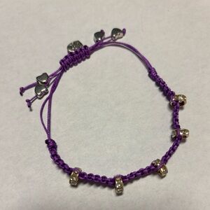 Hand Crafted Purple and Silver Bracelet with Adjustable Design